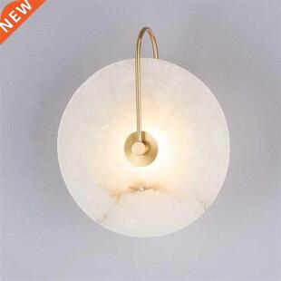 Round Natural Marble LED Wall Lamp Personality Home Wall Dec