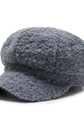 Autumn And Winter Female Octagon Newsboy Cap For Women Lambs