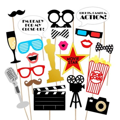 Hollywood Movie Theme Photobooth Props Wedding Baby Shower