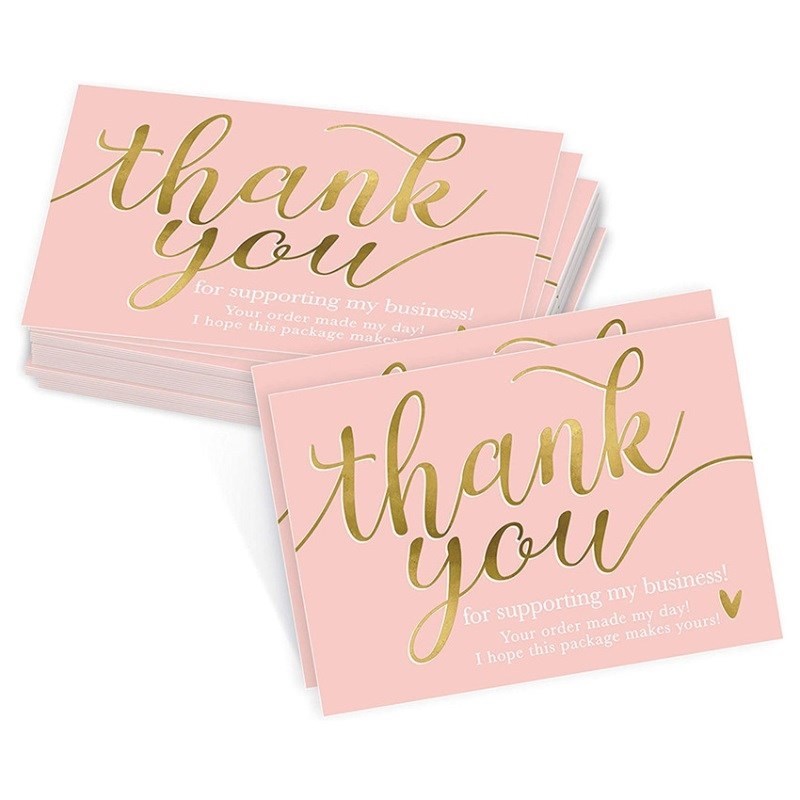 50pcs Pink Thank You for Supporting My Small Business Card