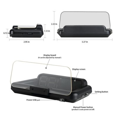 Car Mirror HUD Obd2 Car Head Up display GPS Speed Projector