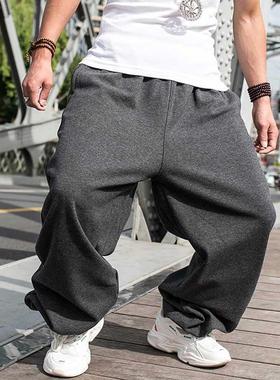 Plus Size Warm Fleece Pants Hiphop Harem Joggers Pants Men C