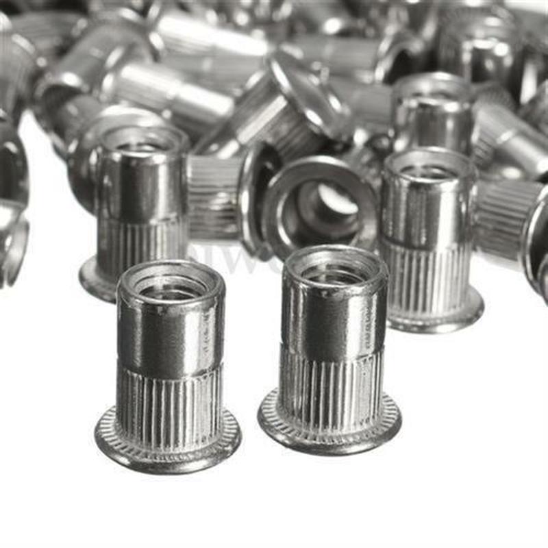 50pcs M6 Thread 04 Stainless Steel Flat Head Rivet Nut Rivn