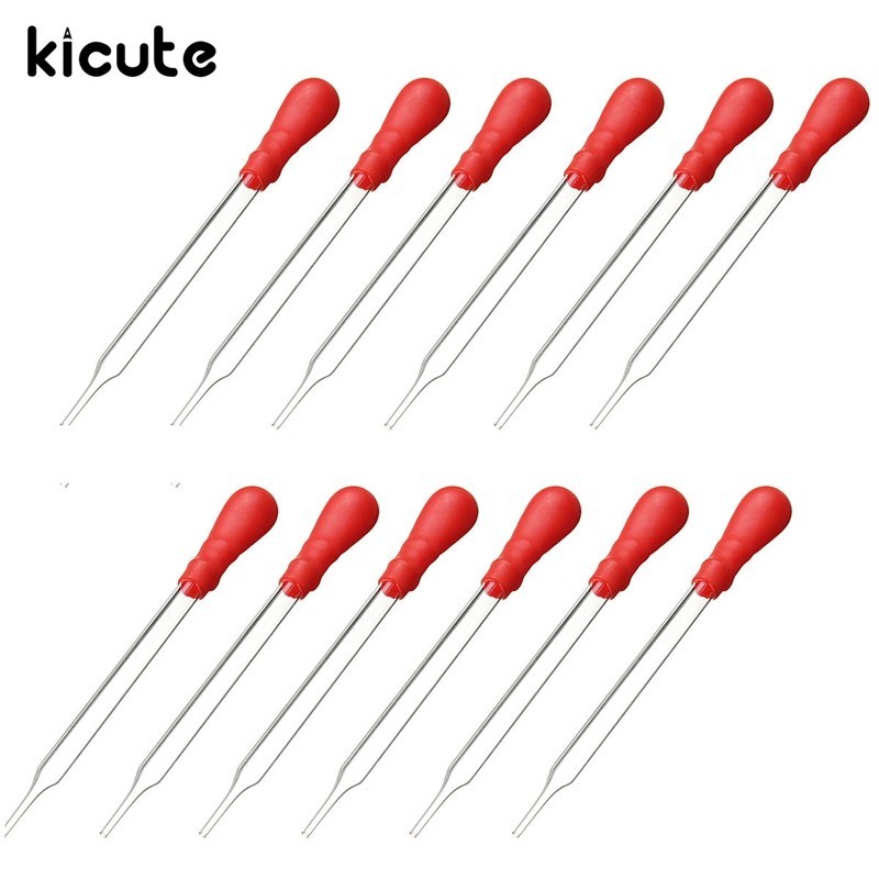 Kicute 12Pcs Glass Pipette Pipet Dropper With Red Rubber Cap