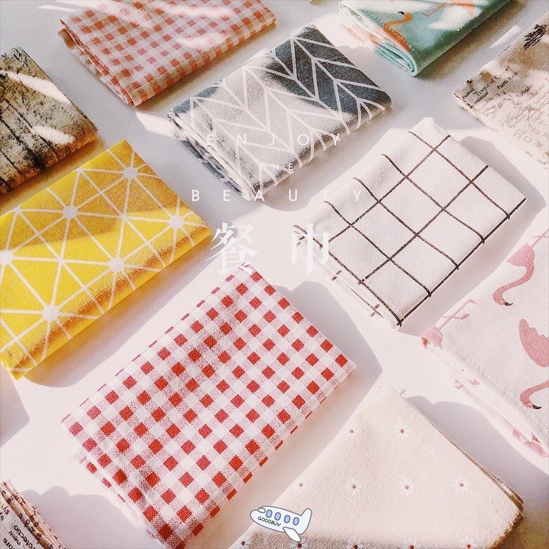 New1Pc Plaid Cotton Table Mat Placemat Japanese Fashion Styl