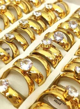 24pcs(12Sets) Gold Couple's Ring Wedding Band CZ Rin