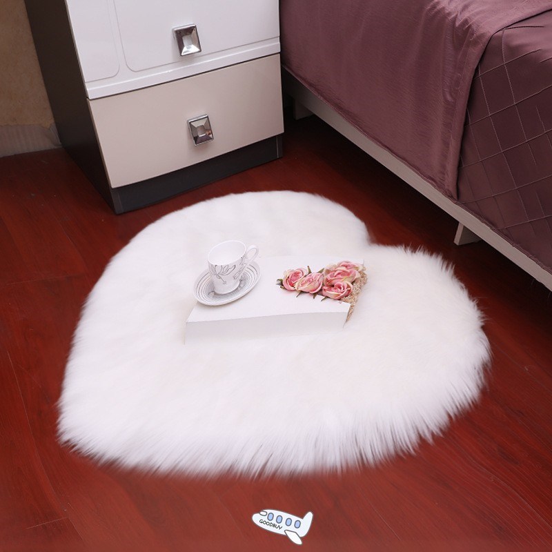 Fluffy Rugs Heart Anti-Skid Shaggy Area Rug Dining Room Home