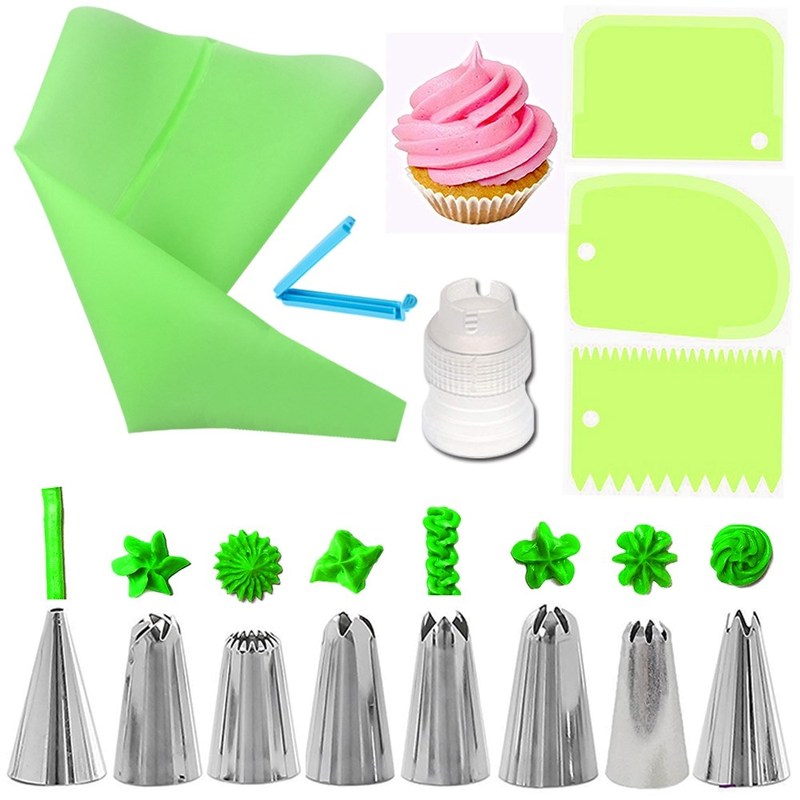 14pcs Cake Decorating Kit Piping Tips Silicone Pastry Icing