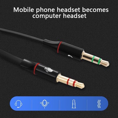 3.5mm 2in1 Stereo Audio Male to 2 Female Headphone Micropho