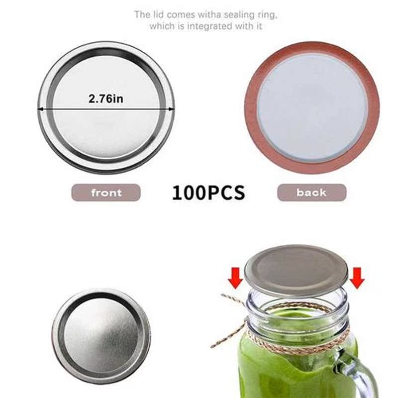 100 Pcs Regul Mouth 70MM Mason J Canning Lids, Reusable