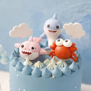 Cartoon Sea Animal Crab Cake Topper Birthday Cake Decor Merm