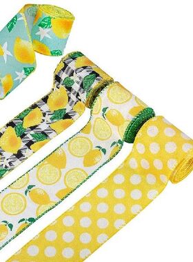 24 Yards Lemon Wired Edge Ribbon 2.5 Inches Wide Summer