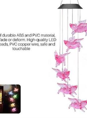 Color Changing Solar Flying Pig Wind Chime Lamp Waterproof