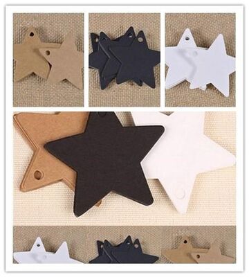 100Pcs Black Star Kraft Paper Label Price Card Christmas Wed