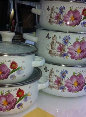5 Pots Casseroles Set 1-5L Enamel Cooking Pots set Stew Soup