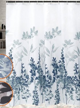 Shower Curtain with 12 Hooks Waterproof Bathroom Curtains Po