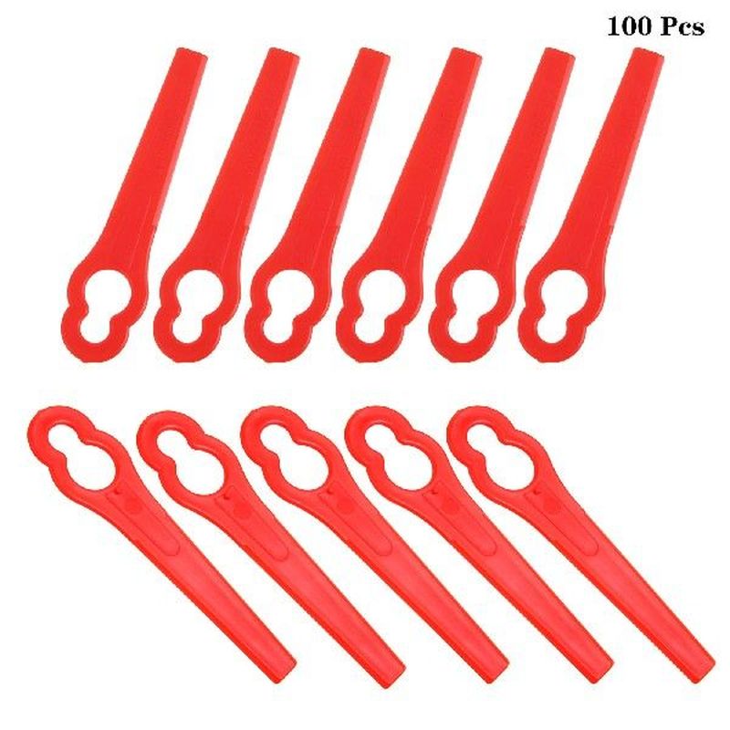 100pcs Red Plastic Lawn Mower Blade Mower Knife Blades