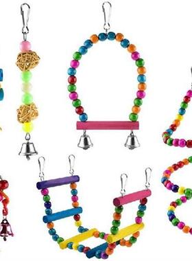 6 Pcs Bird Parrot Toys Bird Swing Toy Colorful Chewing