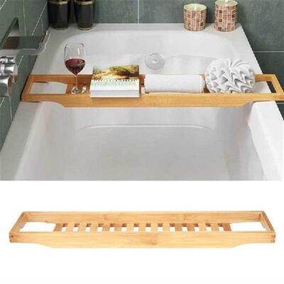 Multifunctional Bamboo Bathtub Tray Holder Bathroom Shower