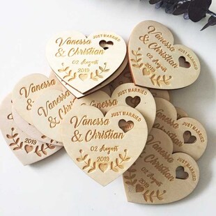 Personalized Wedding Laser Heart Save the Date Magnets,Custo