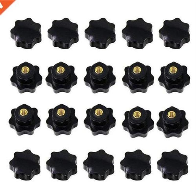 20Pcs M6 x 32mm Knob Grip Female Threaded Black Plastic Thre