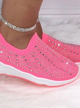 Rimocy 2020 New Knit Mesh Crystal Sneakers Women Comfortable