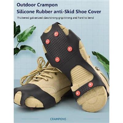 1 Pair Climbing Crampons Rubber Steel 6/10 Studs Shoes