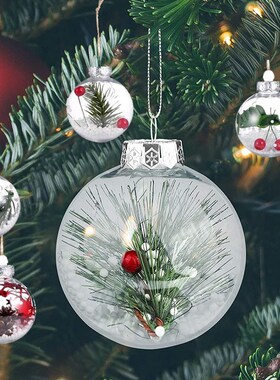 3pcs 6/8/10cm Transparent DIY Christmas Tree Hanging Ball Ac