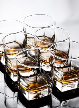 6pcs/set Square Crystal Whiskey Glass   the Home Bar Beer Wa