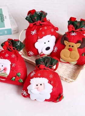 Christmas Drawstring Bags Santa String Gift Candy Bags Xmas