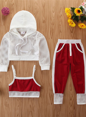 Girls' suits and sweaters casual 3-piece set卫衣 女