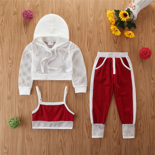Girls' suits and sweaters casual 3-piece set卫衣 女