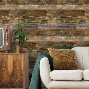 3D Wallpaper Vintage Wood Panel Self-Adhesive Removable Wall