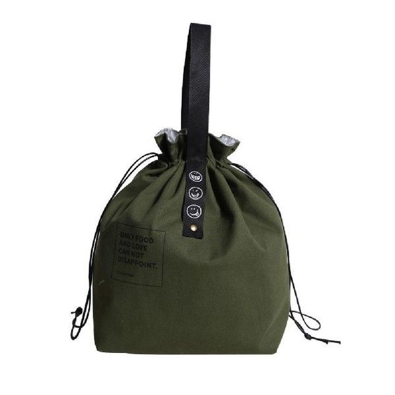Canvas Insulation Bag Simple Beam Mouth Drawstring Tote Bag
