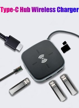 Type C Hub 9 In1 Docking Station Wireless Charger HDMI-Compa