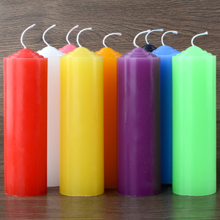 加粗款 扮家用多彩马卡龙停电照明长时红白腊 无味粉色蓝蜡烛节日装
