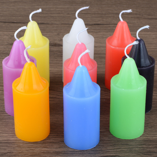 矮粗短款 扮实验照明多彩蓝绿粉紫色红腊 小型号无味纯白蜡烛活动装