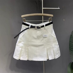 白色牛仔半身短裙女夏季2026百褶裙小个子包臀a字裙巨好看半裙裤