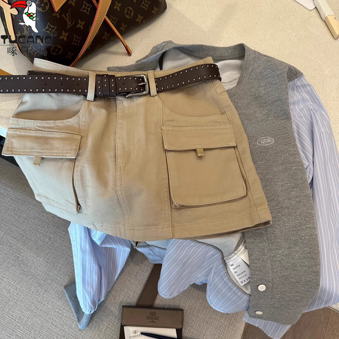 辣妹卡其工装裙短裙女2026美式超短裙小众设计感半身裙包臀裙裙子