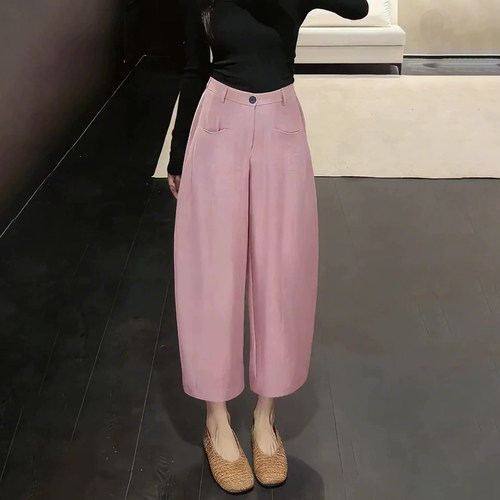 夏季醋酸弯刀垂感大码九分女裤