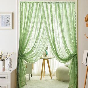 2025新款双层交叉式纱门帘拱门弧形门走廊通道隔断帘装饰白纱轻奢