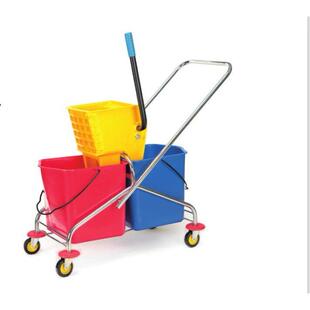 涮洗拖把桶酒店工厂50L手推拖把车 双桶榨水车 超洁亮B 043侧压式