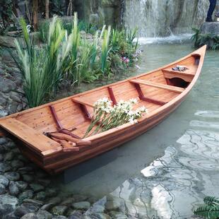 定制一头尖欧式船手画船小木船景观装饰木船观光木船道具船工艺船
