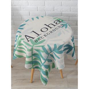 绿色植物印花斯堪 纳维亚织物棉和亚麻小清新圆形桌布阳台小方形