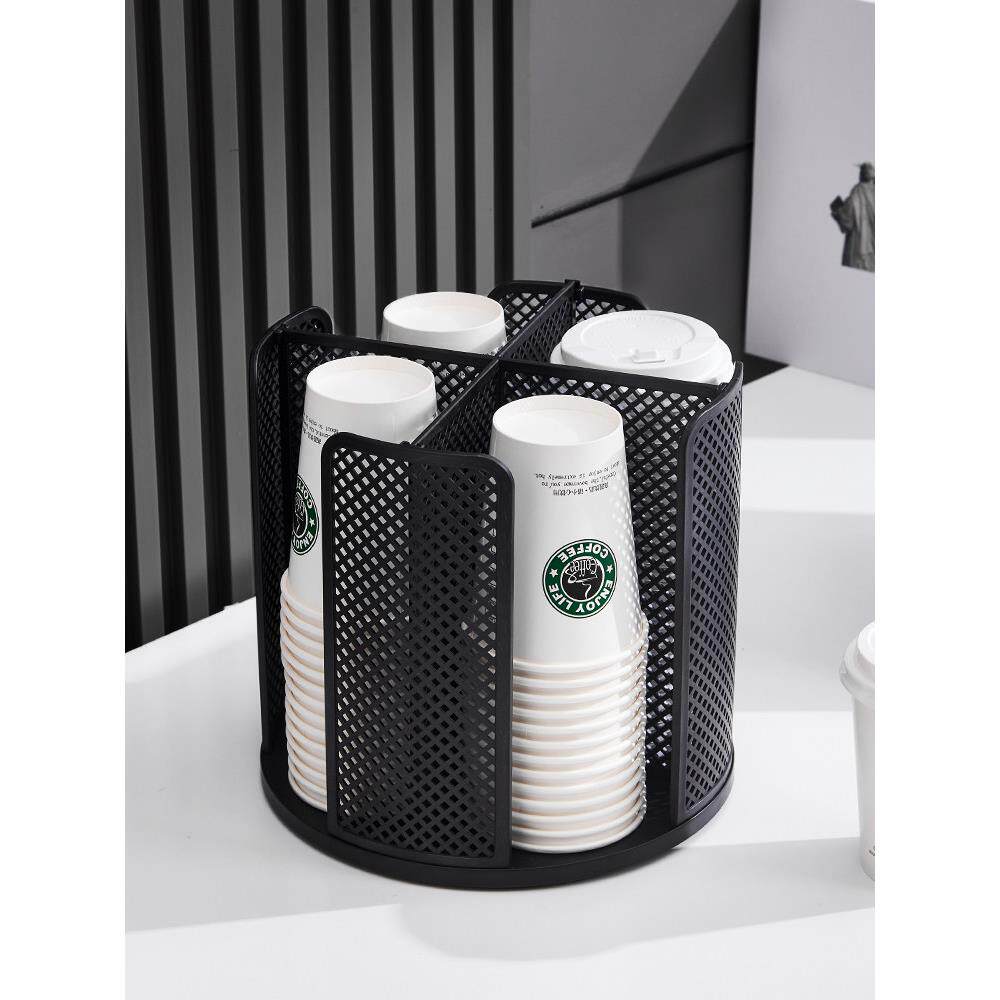 杯托架桌面大容量旋转托盘咖啡杯奶茶杯收纳置物一次性纸杯取杯器