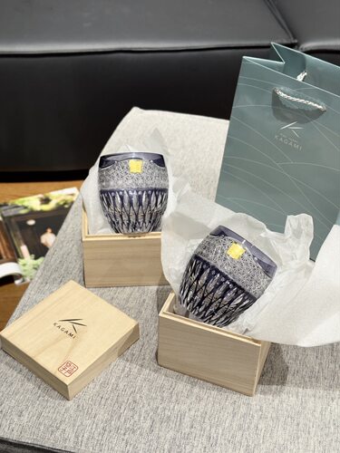 AURA'S江户切子莲华轻奢高档手工雕刻水晶威士忌酒杯洋酒杯送礼物