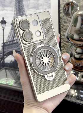 适用红米Note13pro+手机壳K80解压陀螺支架k90promax创意K70pro散热K60Ultra全包带镜头膜50蜂窝孔40电镀网格