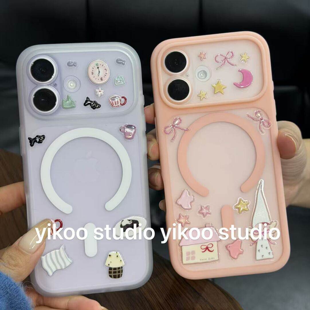 diy贴纸雪天使粉色适用苹果17promax手机壳秒变iPhone16pro二合一可拆卸镜头air全包15防摔14肤感磁吸13透明