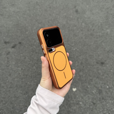 双色钛盾金属漆适用小米17promax手机壳iPhone17PM瓦楞纹17PRO橙色iP16/15Pro独立按键薄新款磁吸充电全包硬
