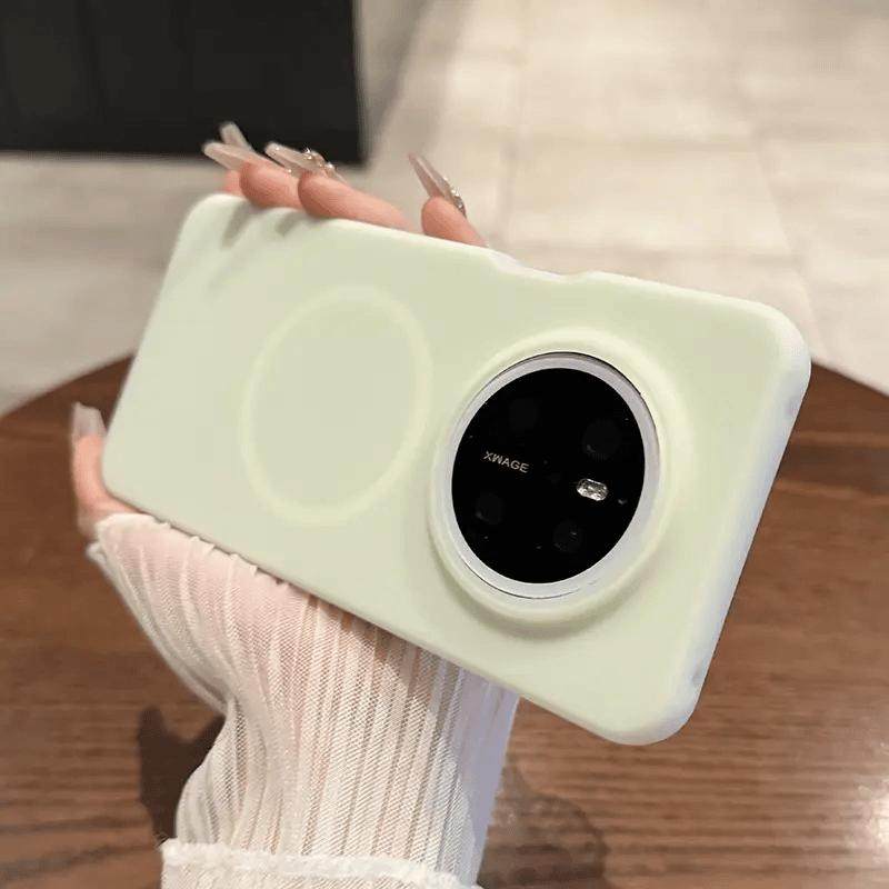 浅绿色磁吸内植绒80适用华为mate70pro+手机壳Q弹果冻液态硅胶Mate60Pro全包防摔mate50简约40耐脏软糯亲肤套